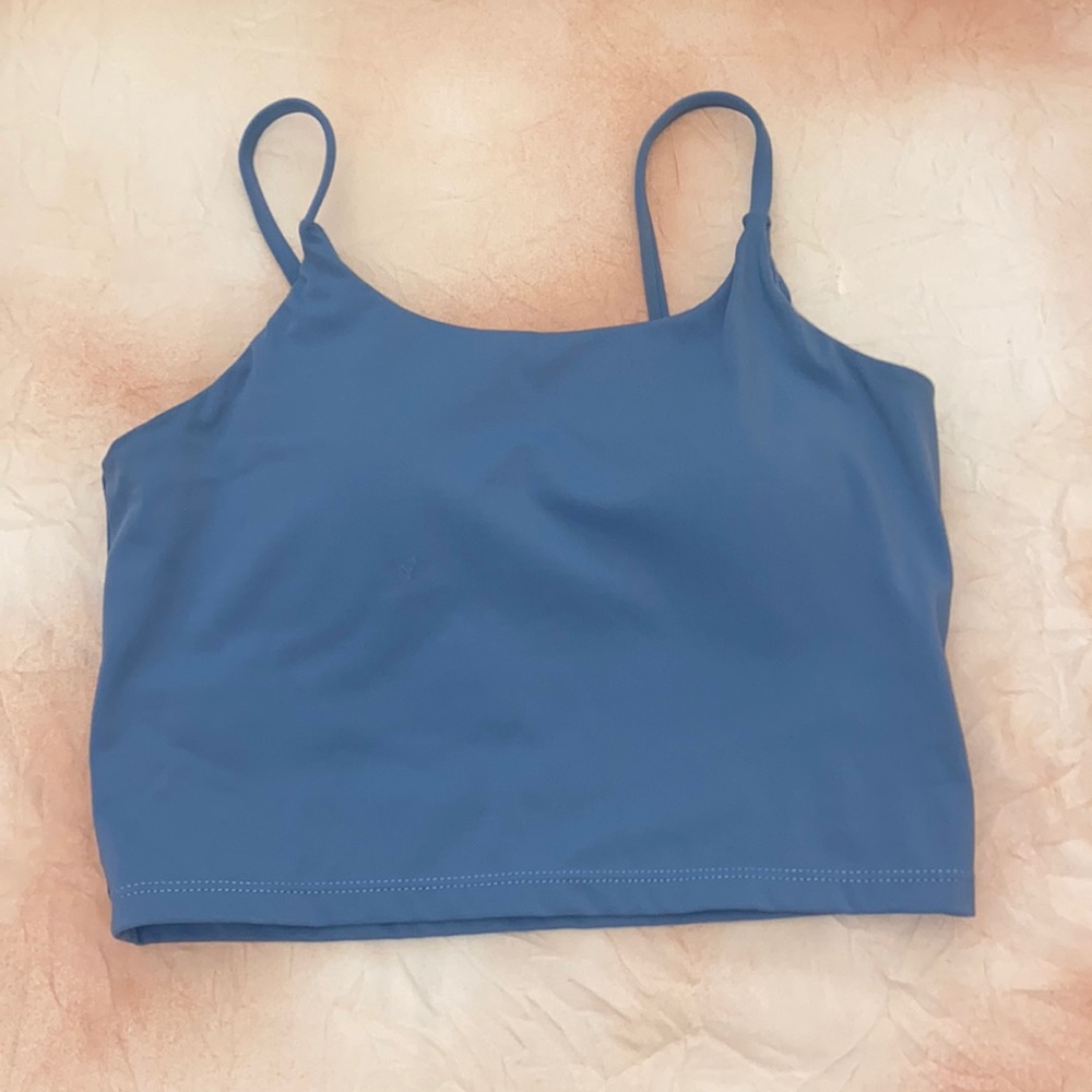 Blue workout tank top with padding